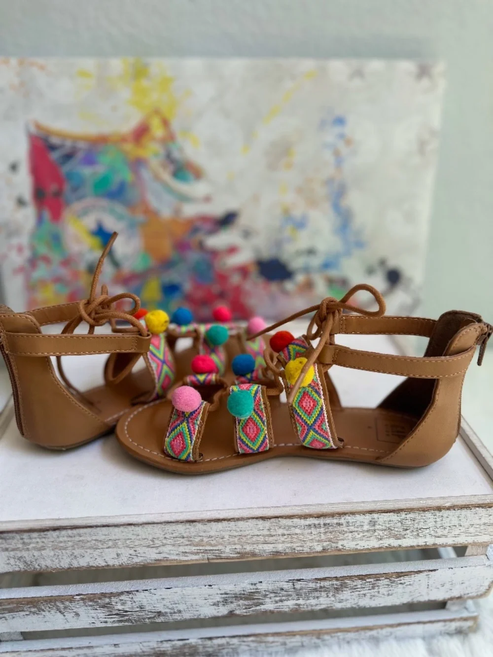 Gap Girls Colorful Pom-Pom Sandals
